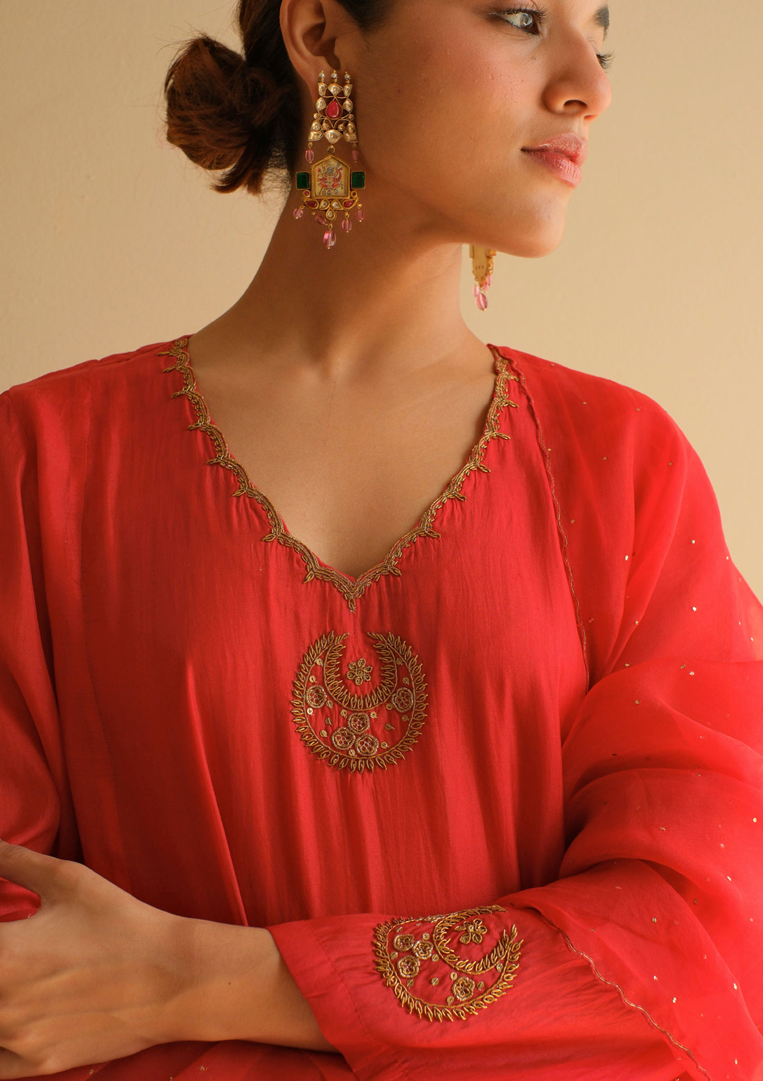 Scarlet Chand Buta Kurta Set