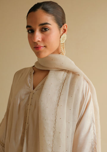 Ivory Mukaish Organza Dupatta