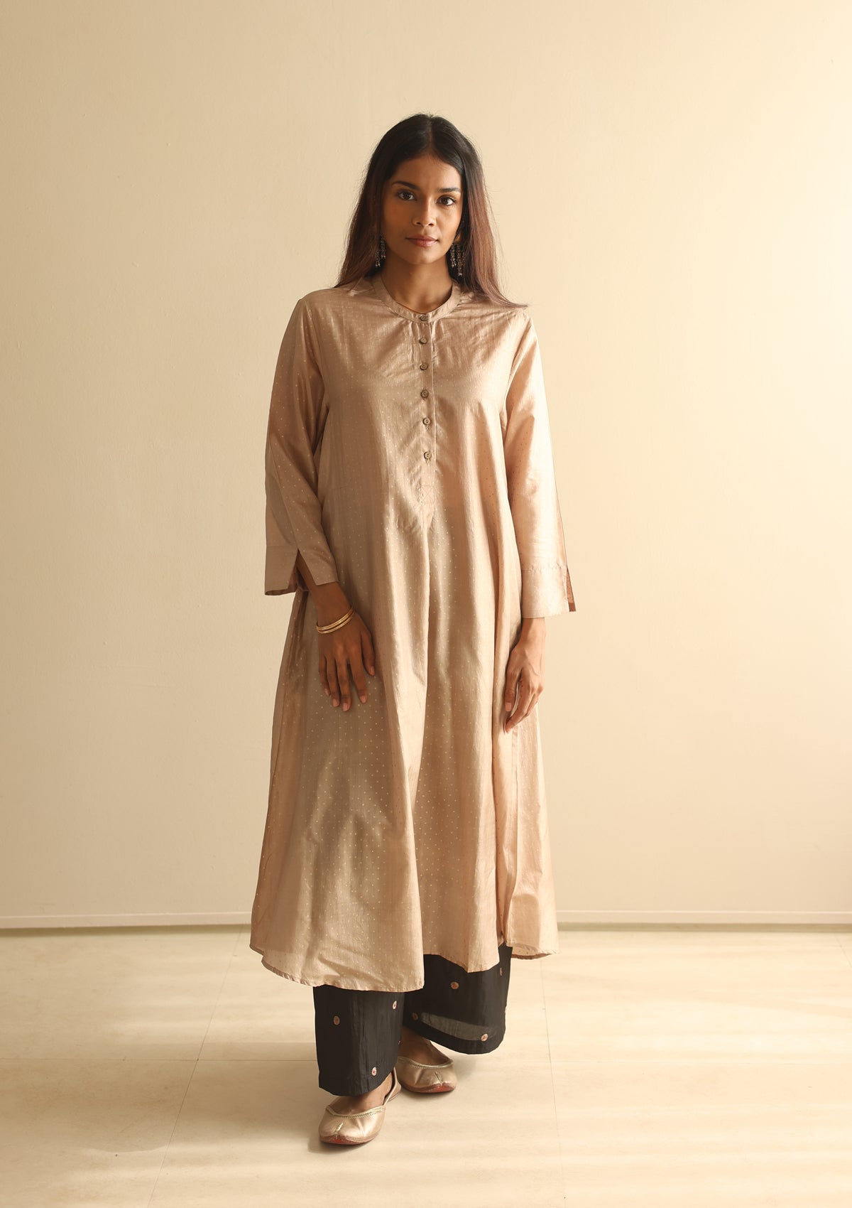 Biege Hand Blockprint Kurta