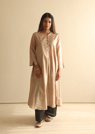 Biege Hand Blockprint Kurta