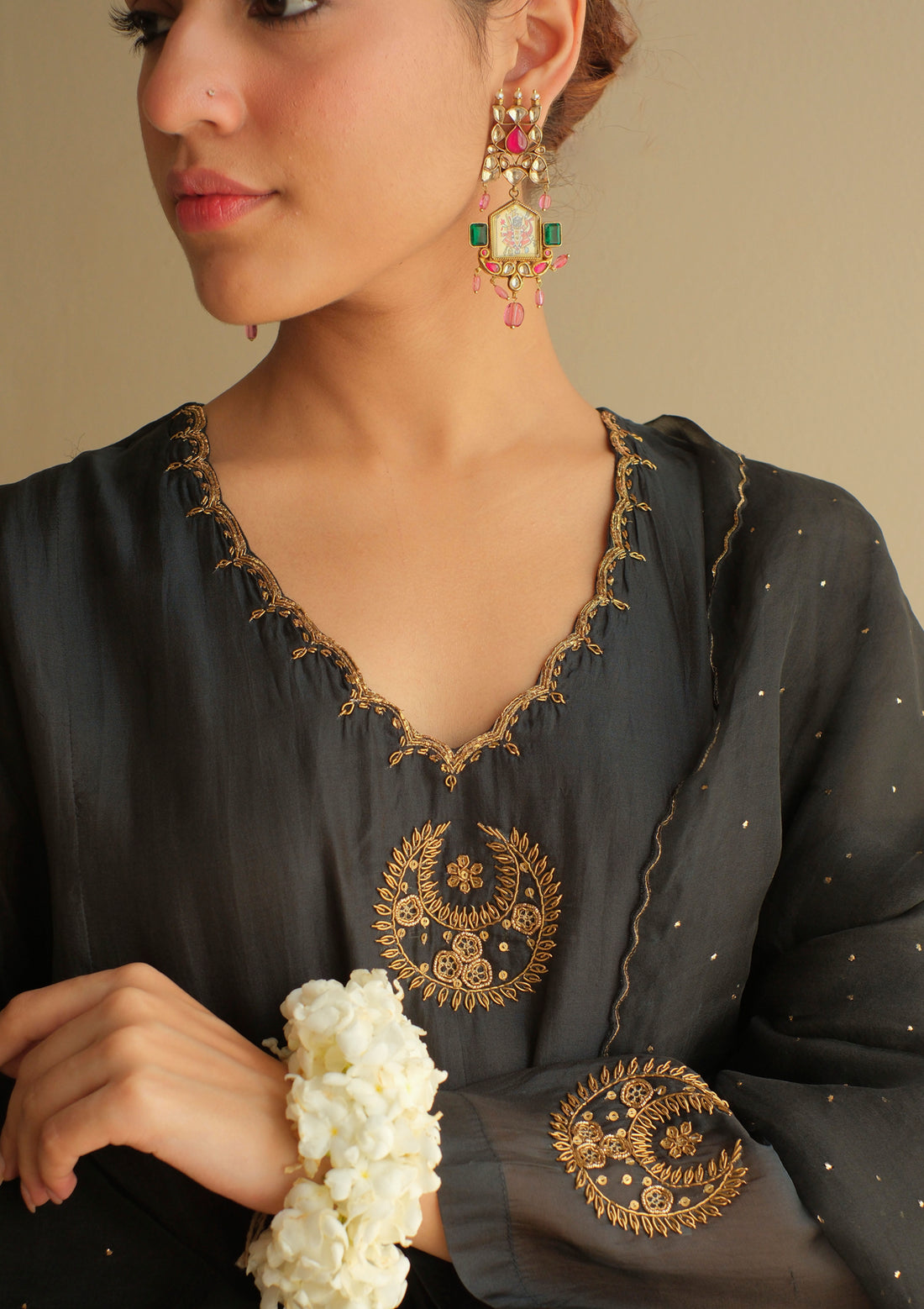 Midnight  Chand Buta Kurta Set