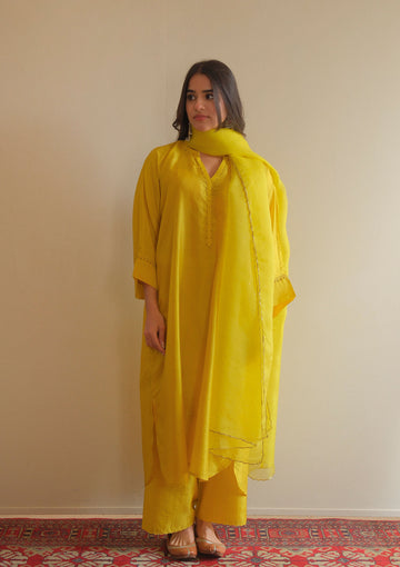 Canary Silk Kurta Set