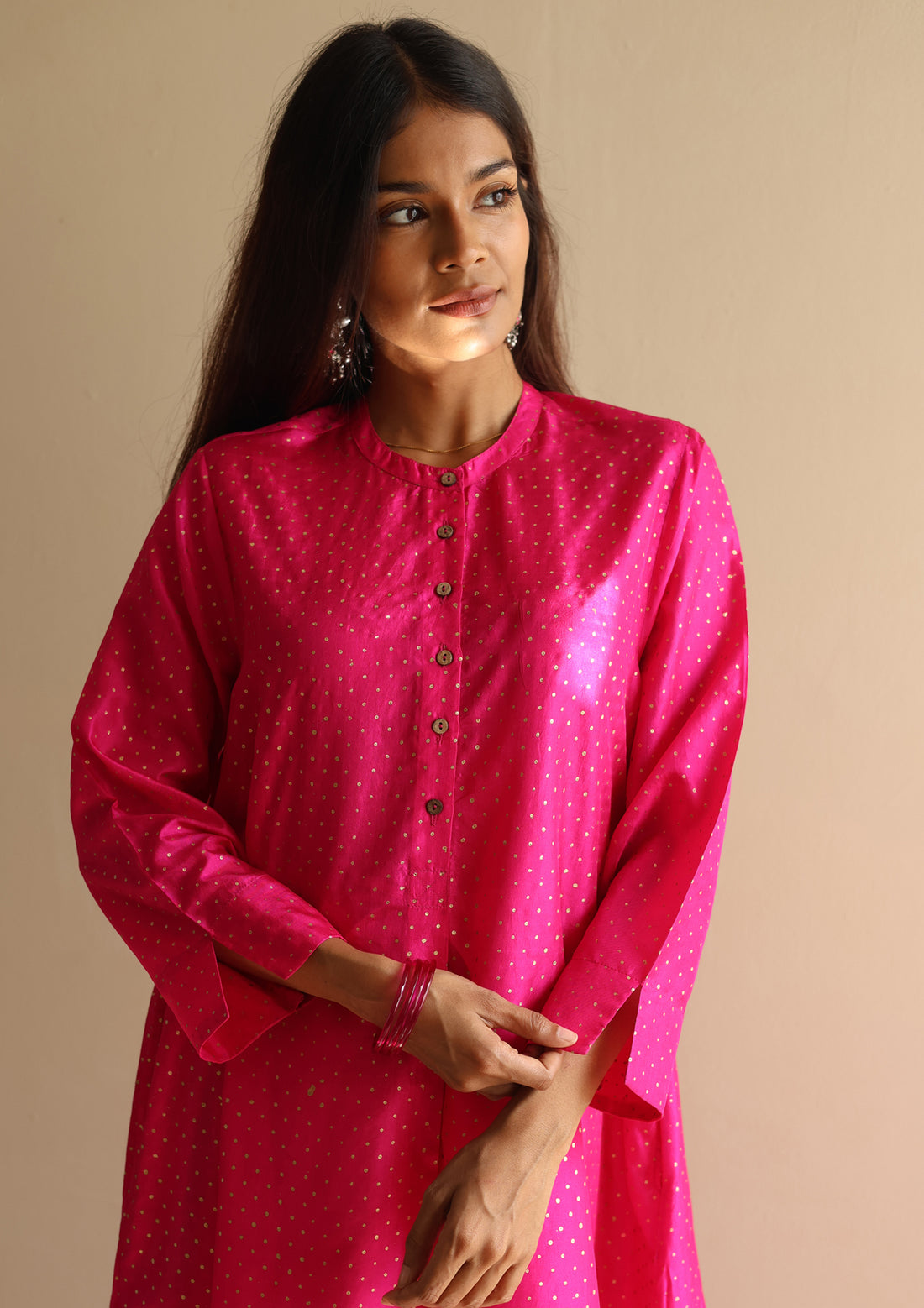 Fuchsia Hand blocked Kurta