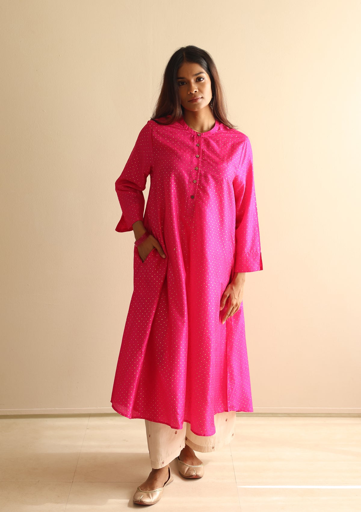 Fuchsia Hand blocked Kurta