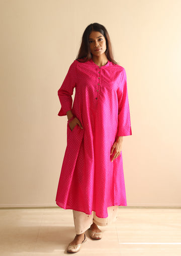 Fuchsia Hand blocked Kurta