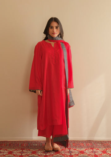 Scarlet Silk Kurta Set