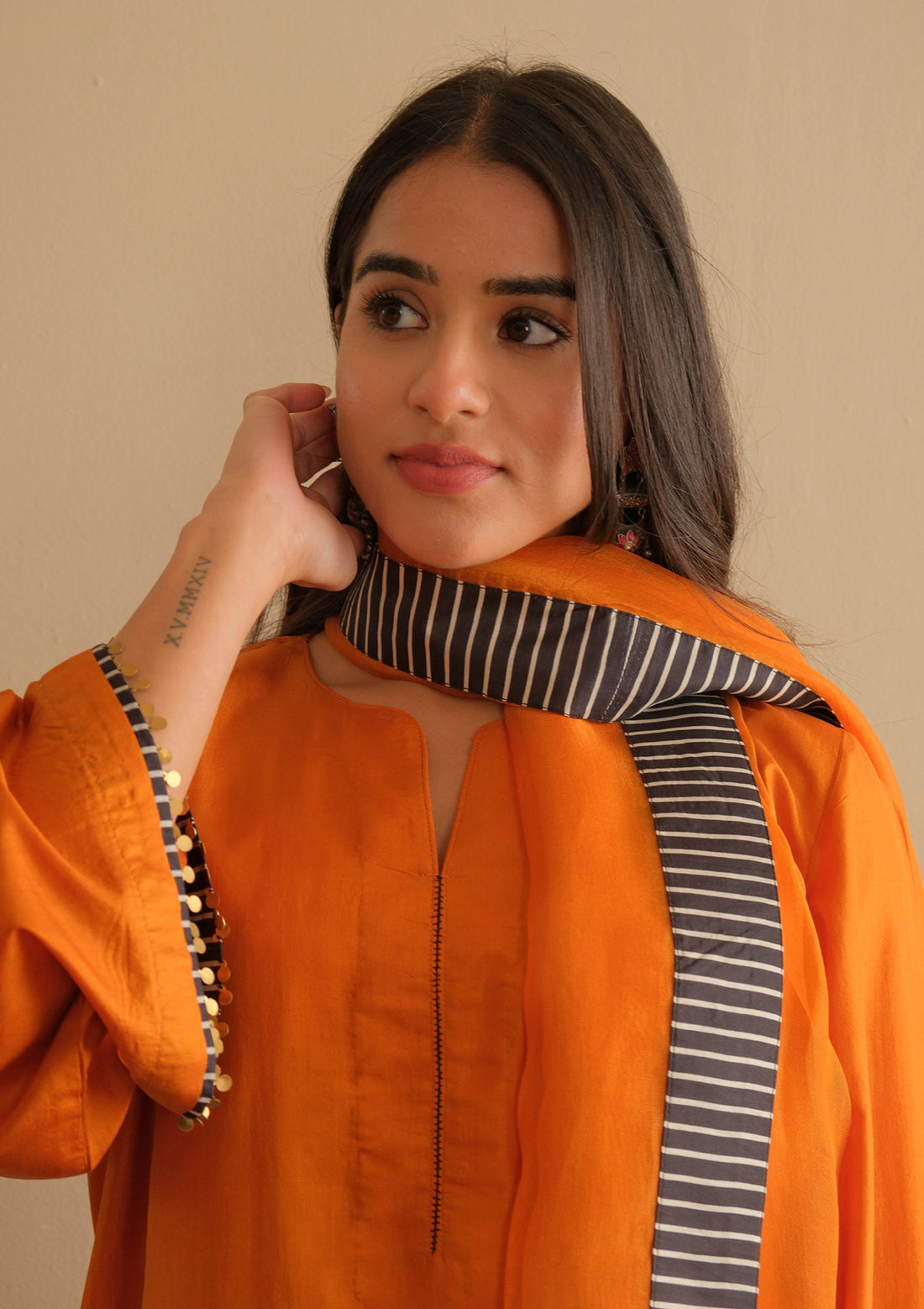 Saffron Silk Kurta Set