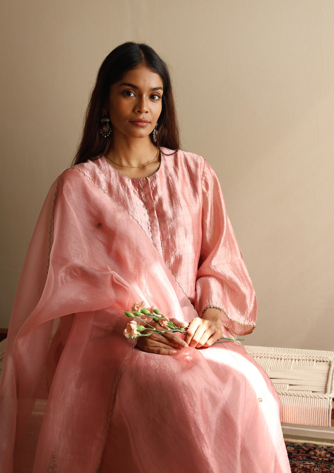 Blush Checkered Kurta Set