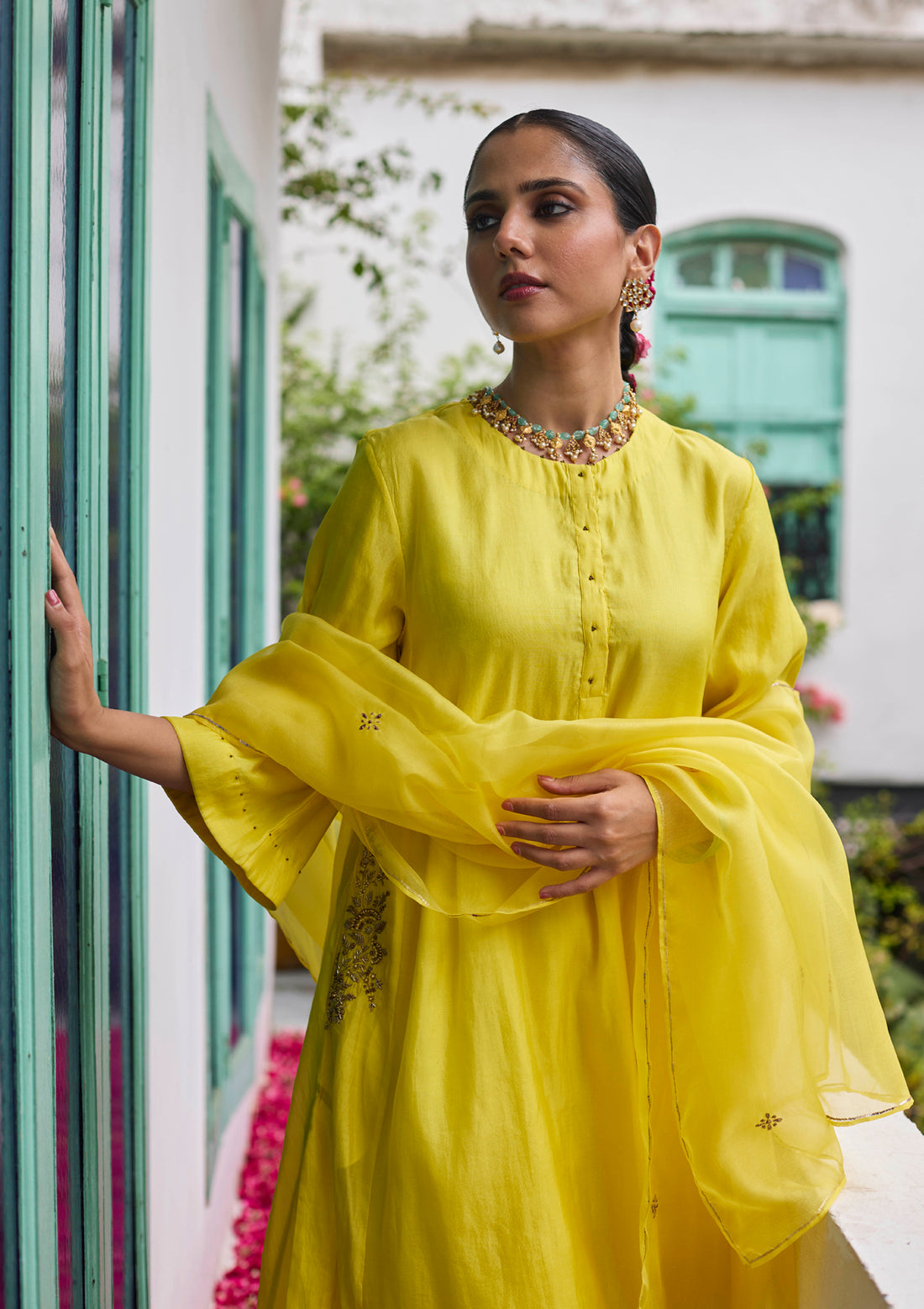 Canary Zari Embroidered Kurta set