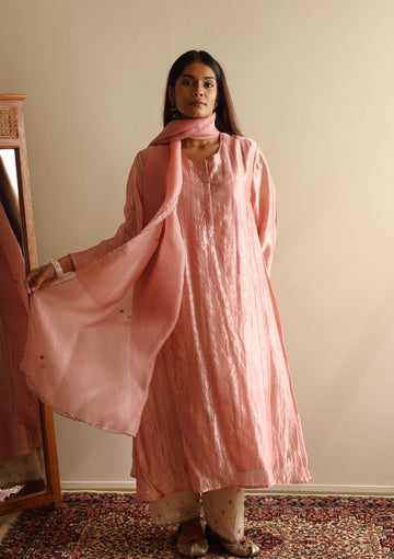 Blush Checkered Kurta Set
