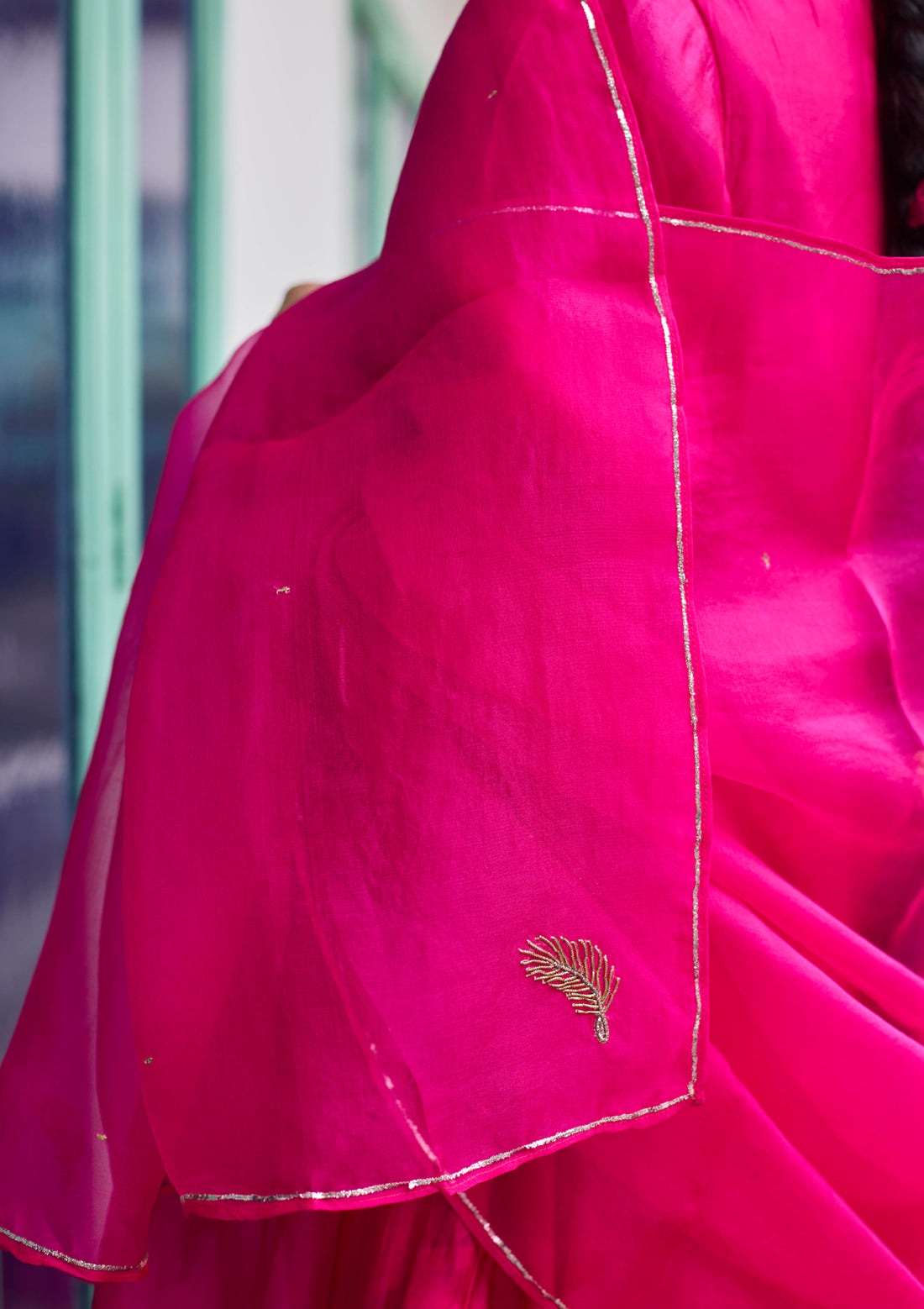 Fuchsia Silk Embroidered Kurta Set