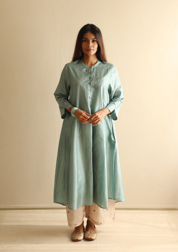 Powder Blue Hand blocked Kurta