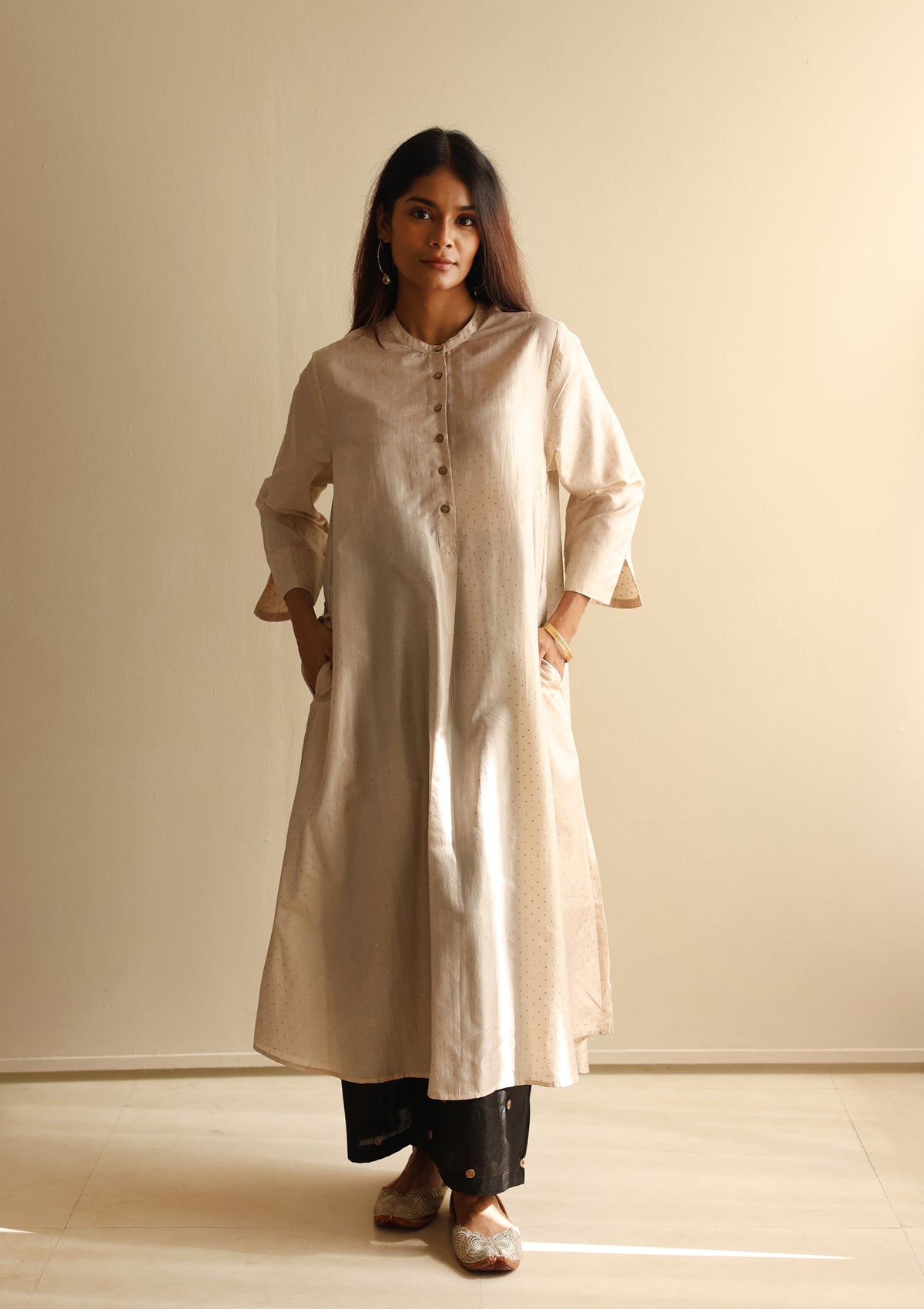 Ivory Hand blocked Kurta