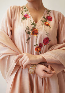 Blush Sequinned Floral Kurta Set