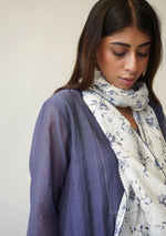 Load image into Gallery viewer, Indigo Basic Kurta Set with Floral Stole
