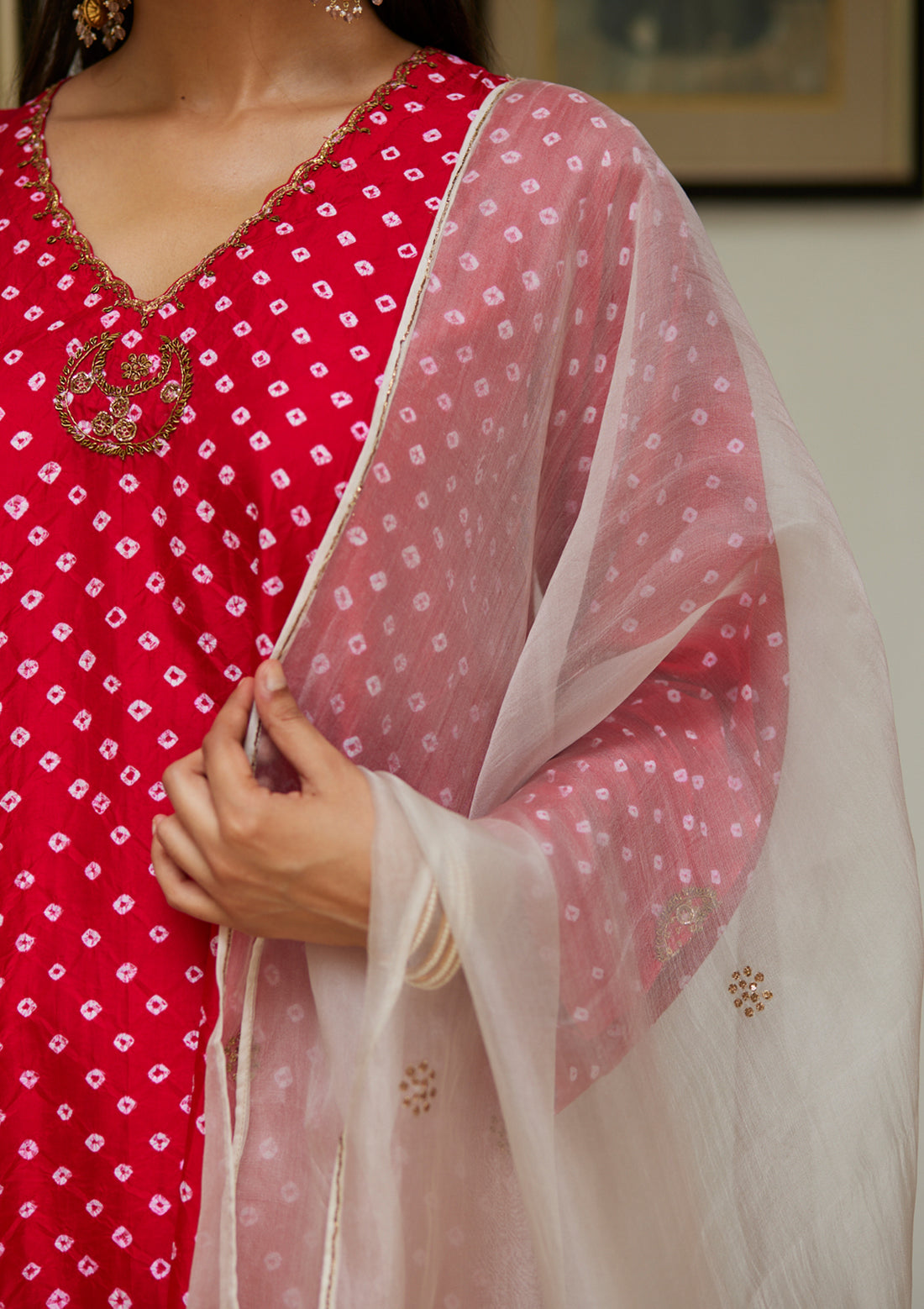 Scarlet Bandhani Kurta Set