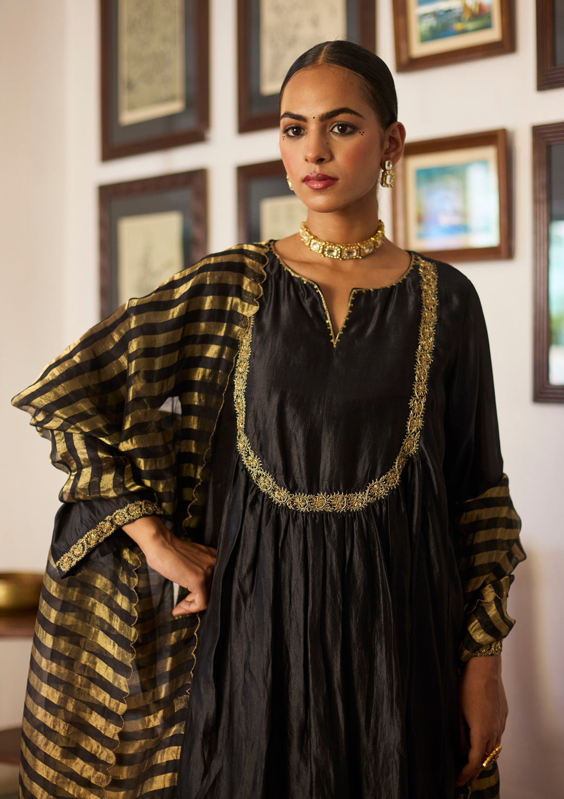 Midnight Black Zardozi Kurta Set