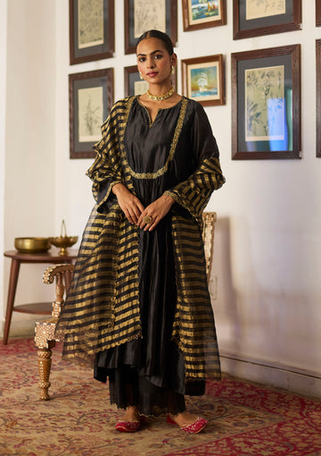 Midnight Black Zardozi Kurta Set