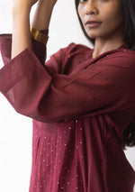 Load image into Gallery viewer, Burgundy Mukaish Tagai Kurta Set
