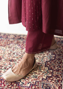 Burgundy Mukaish Tagai Kurta Set