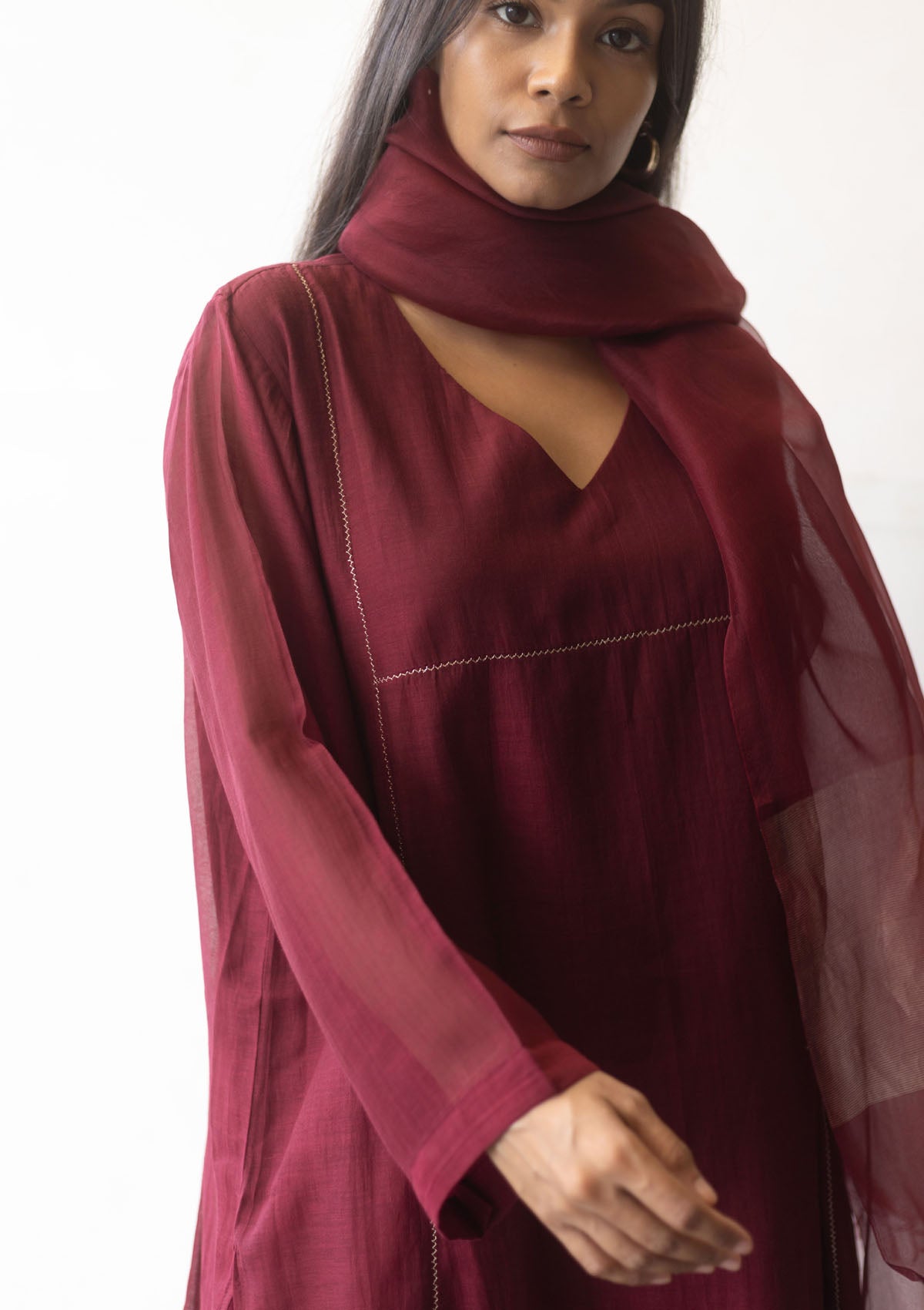 Burgundy Basic Kurta Set