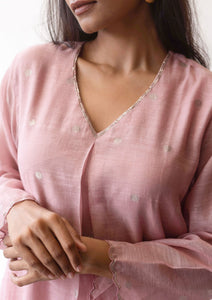 Blush Silver Woven Dots Kurta Set