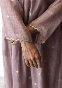 Lilac Silver Woven Dots Kurta Set