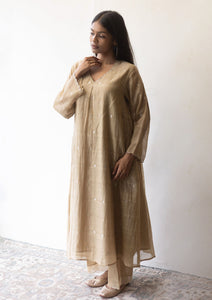 Hazel Silver Woven Dots Kurta Set