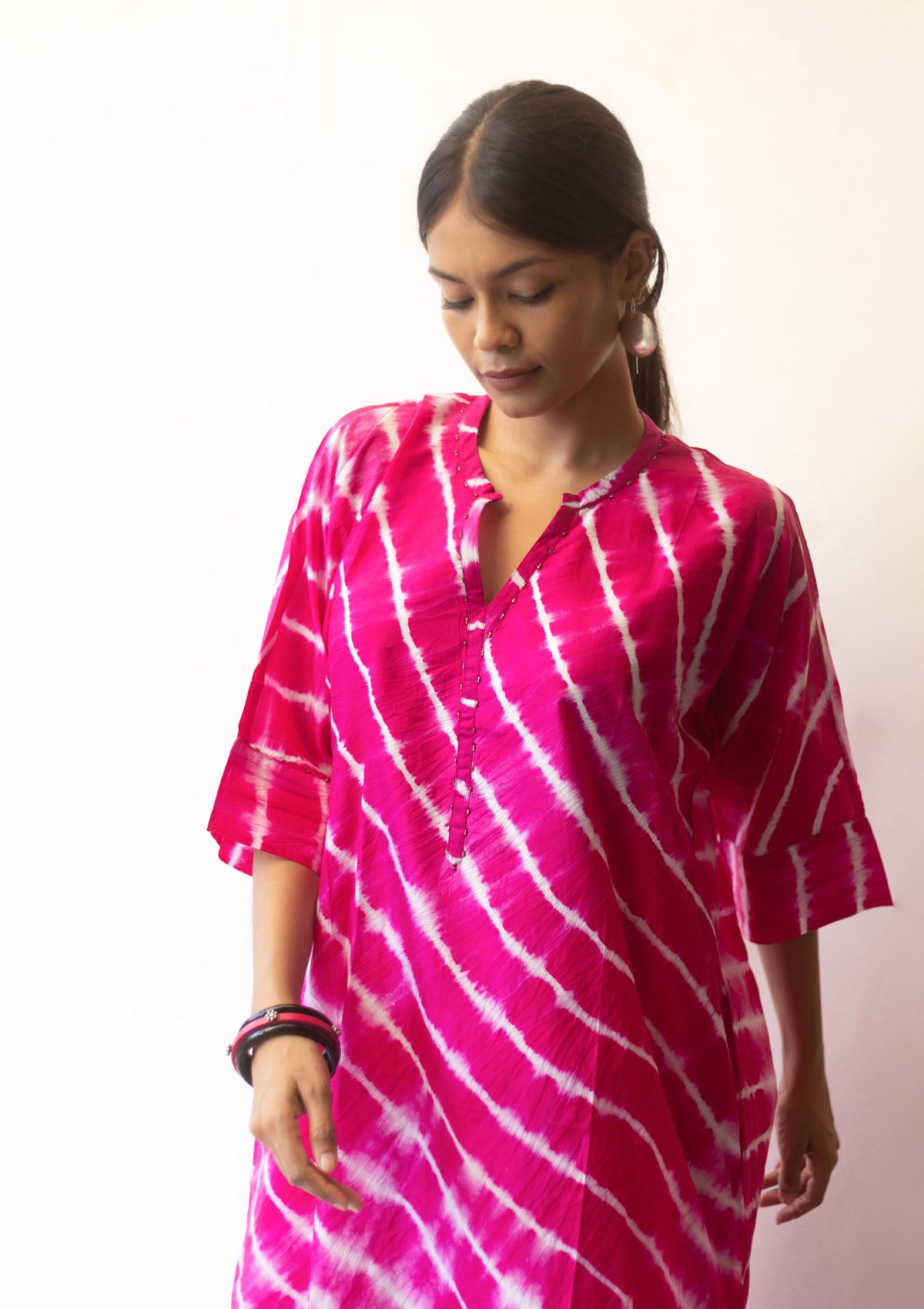 Fuchsia Tie Dye Kurta Set