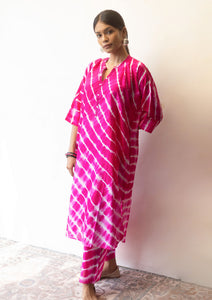 Fuchsia Tie Dye Kurta Set