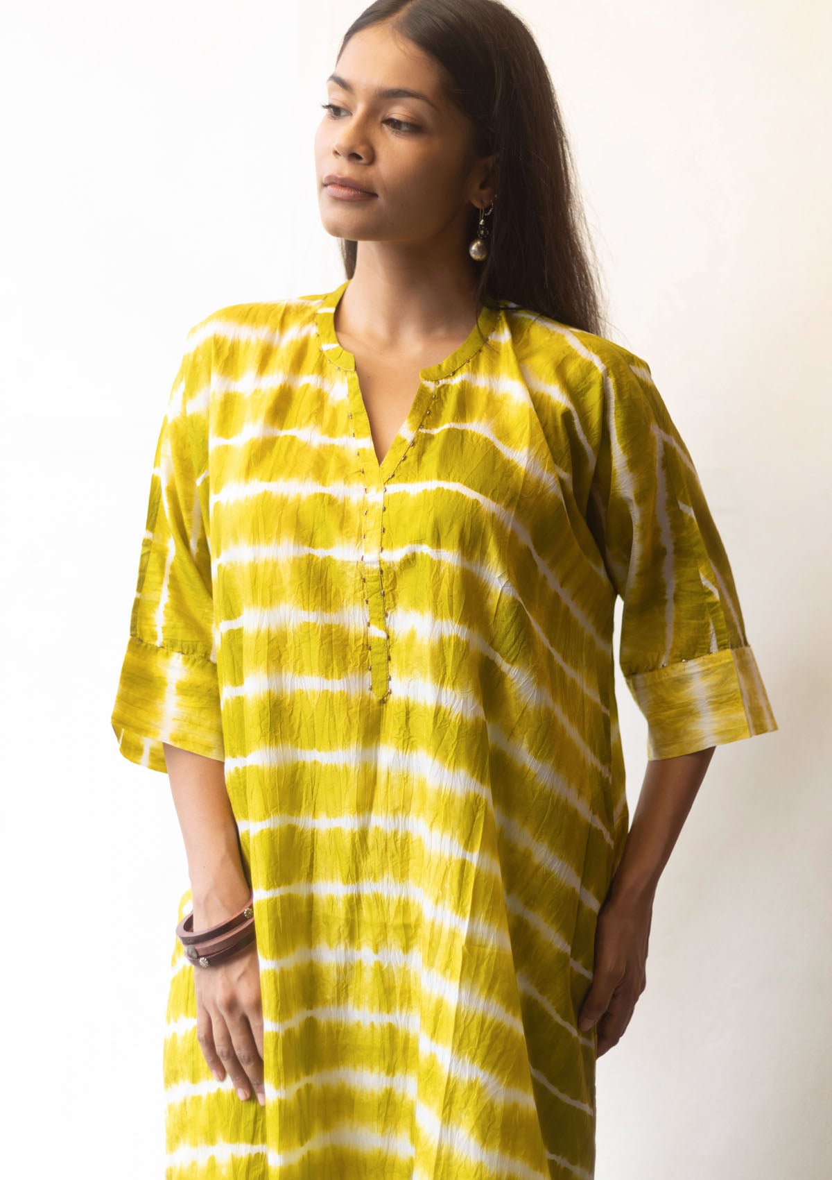 Lime Tie Dye Kurta Set