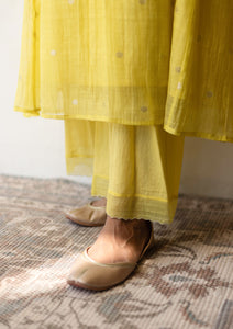 Canary Silver Woven Dots Kurta Set