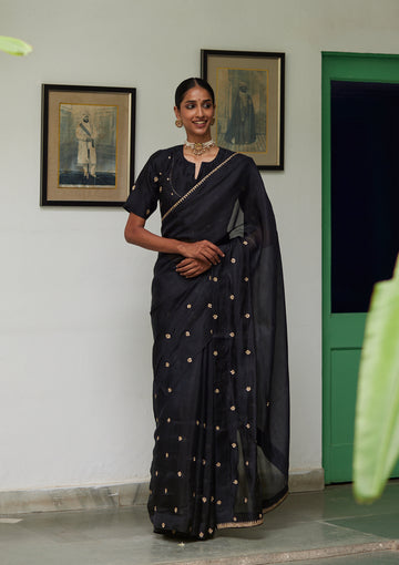 Black Zardozi Embroidered Saree