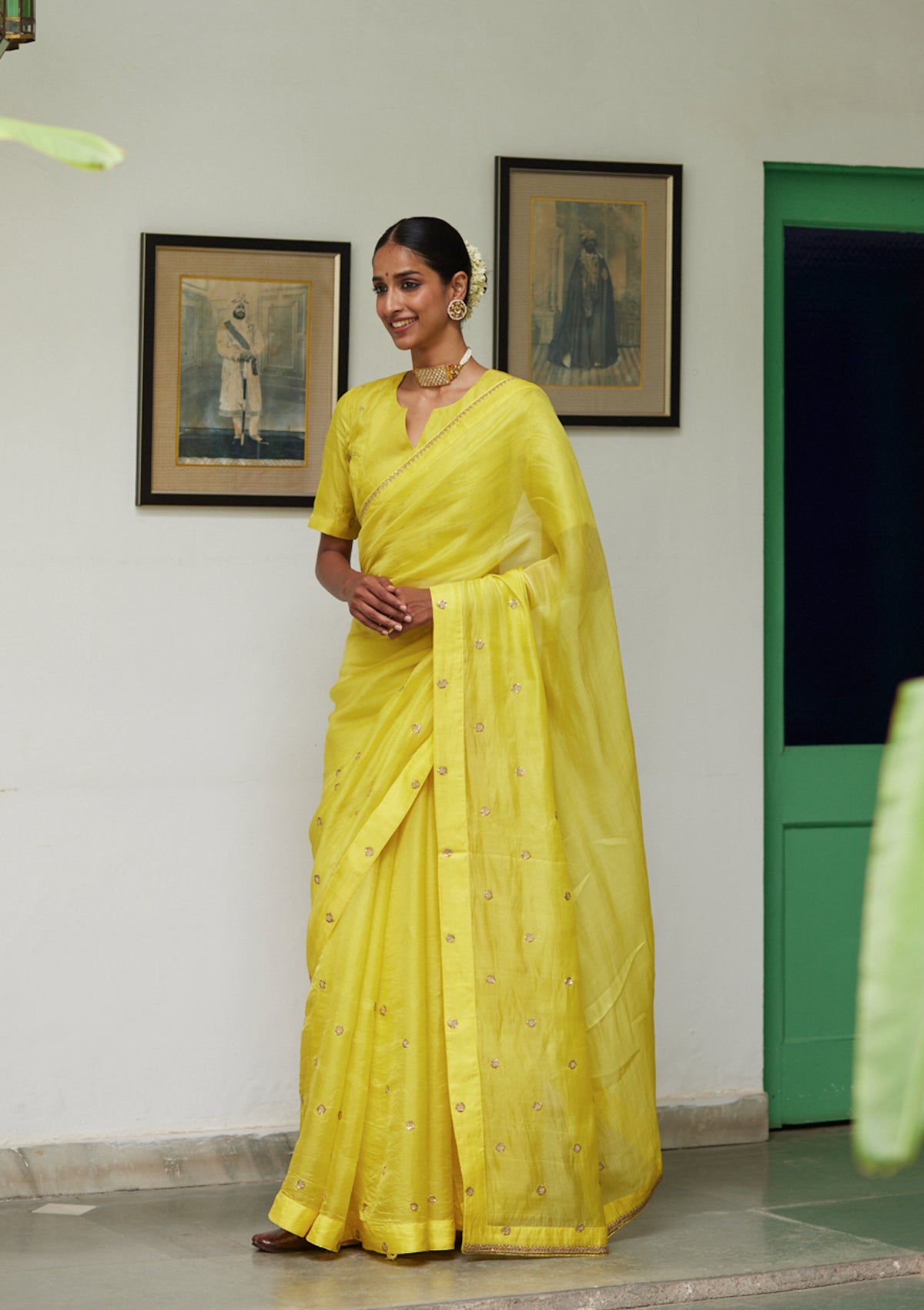 Canary Zardozi Embroidered Saree