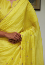 Load image into Gallery viewer, Canary Zardozi Embroidered Saree

