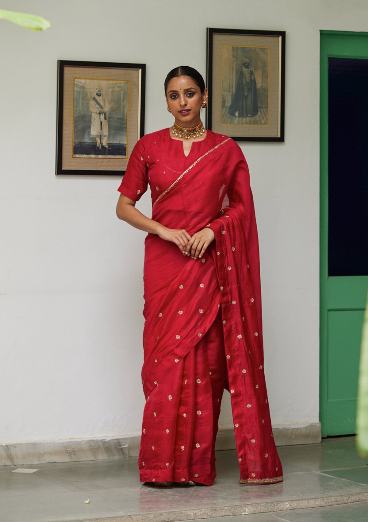 Scarlet Zardozi Embroidered Saree