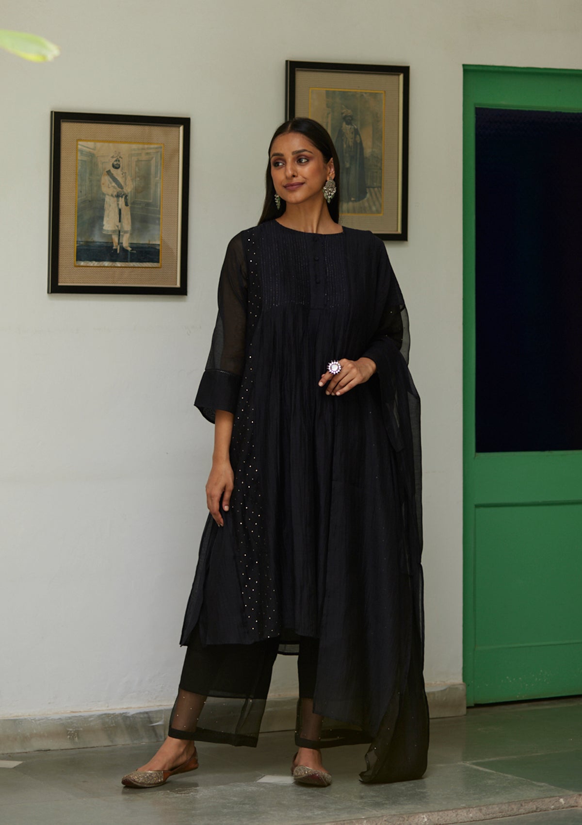 Midnight Black Mukaish Kurta Set