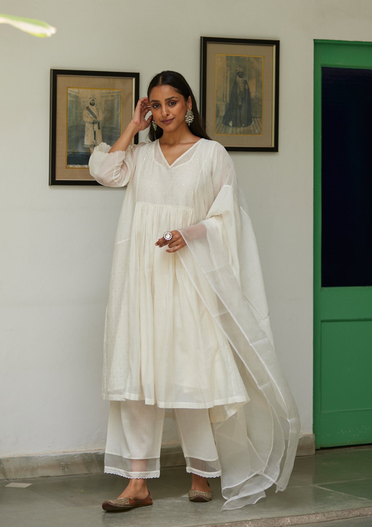 Ivory Mukaish Kurta Set