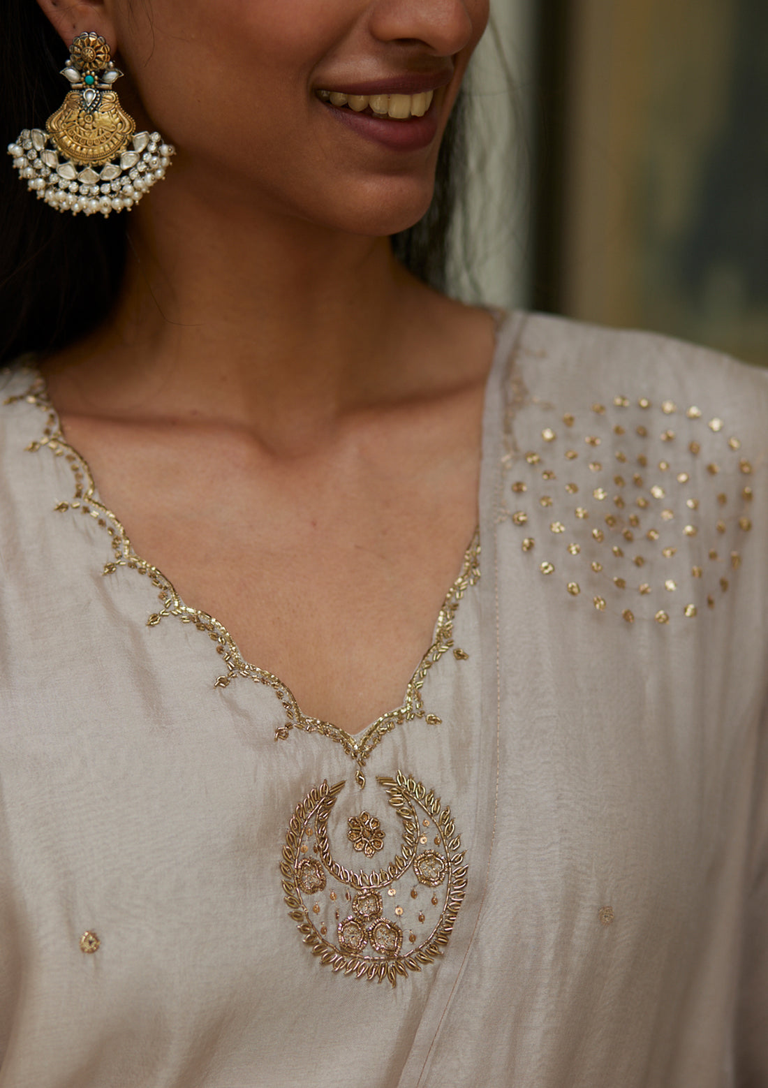 Ivory Scallop Embroidered Kurta Set