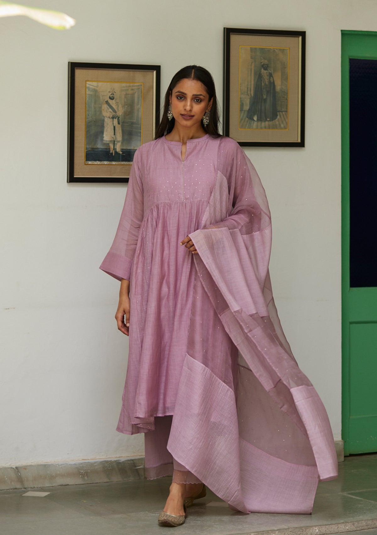 Lilac Mukaish Kurta Set