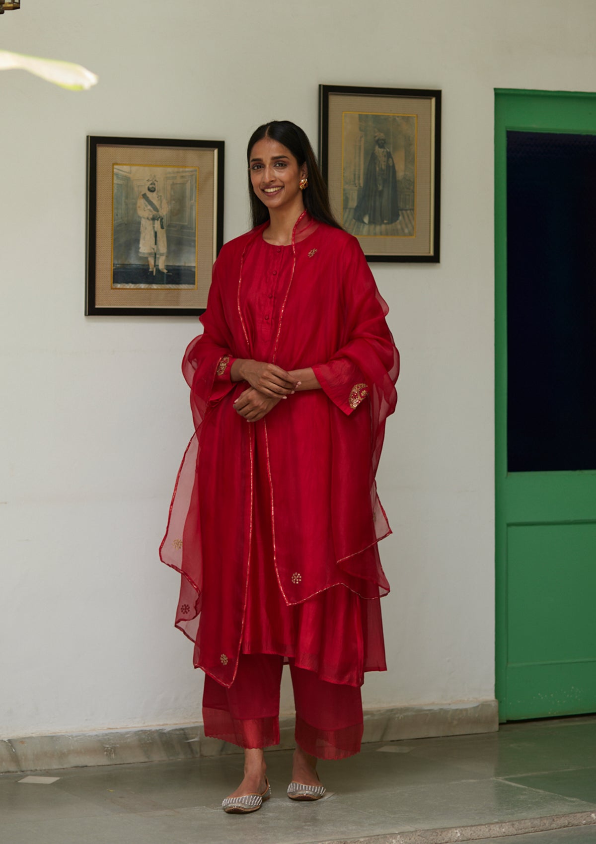 Scarlet Chaand Buta Kurta Set