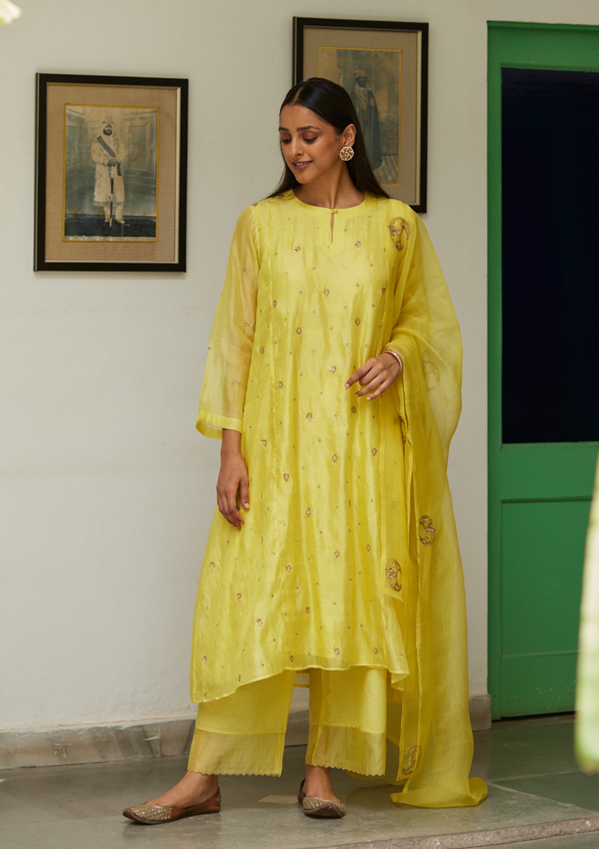Canary Chaand Buta Kurta Set