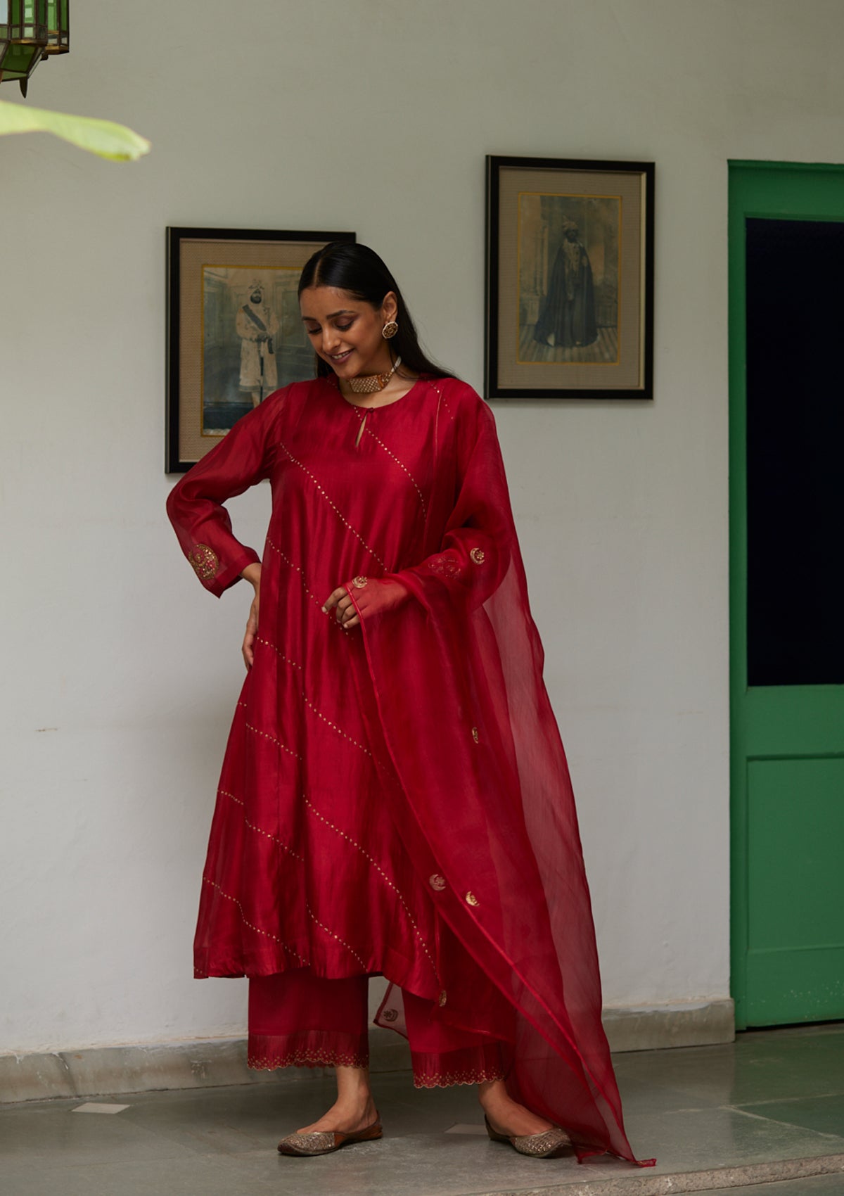 Scarlet Dabka Kurta Set