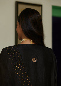 Black Chaand Buta Embroidered Kurta Set