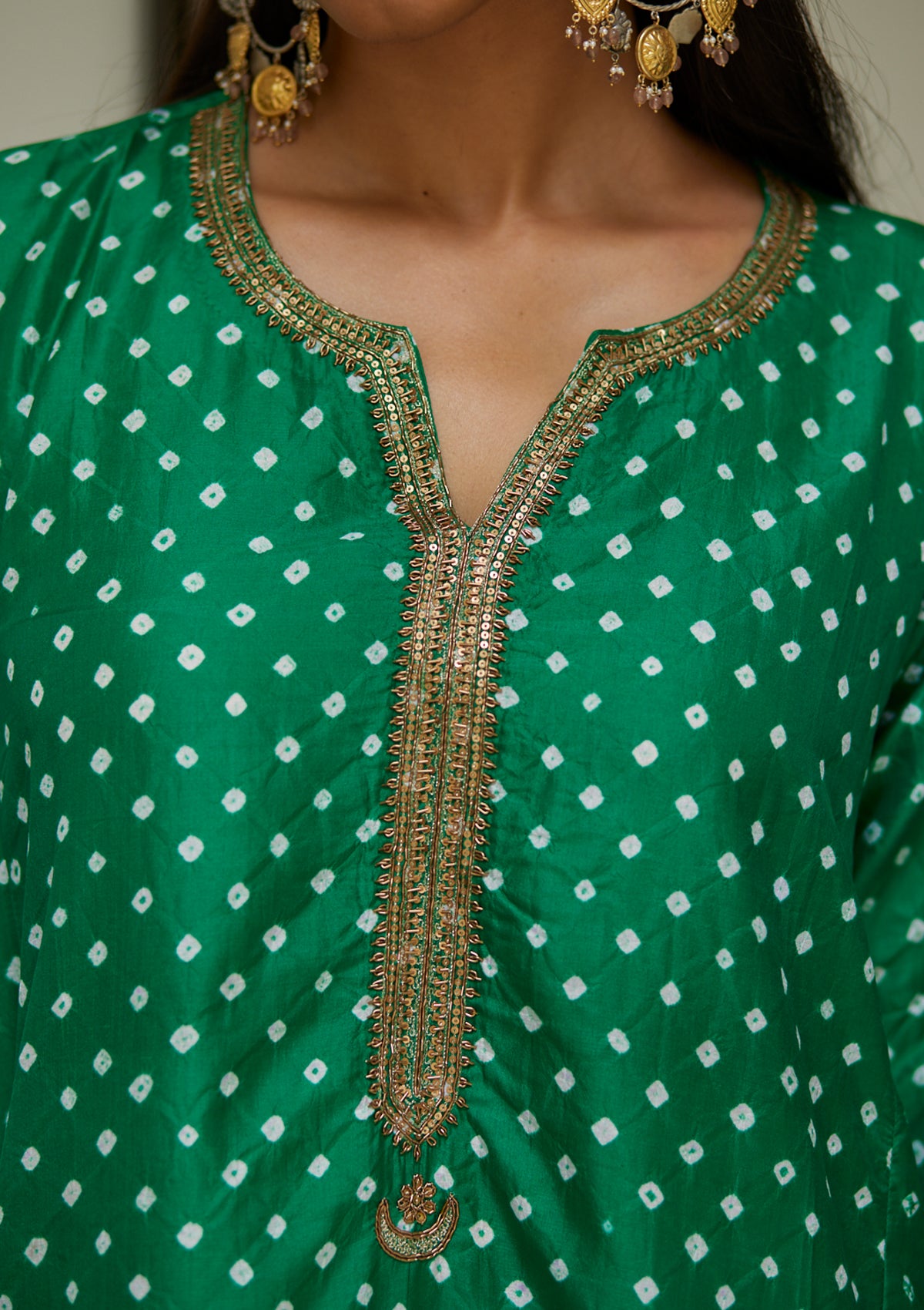 Emerald Bandhani Kurta Set