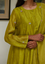 Load image into Gallery viewer, Leaf Green Sequinned Kurta Set
