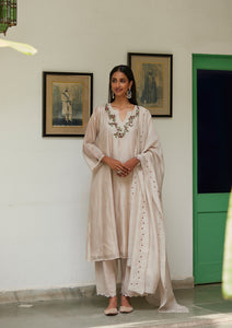 Ivory Floral Sequinned Kurta Set