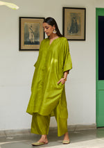Load image into Gallery viewer, Leaf Green Silk Kurta Set
