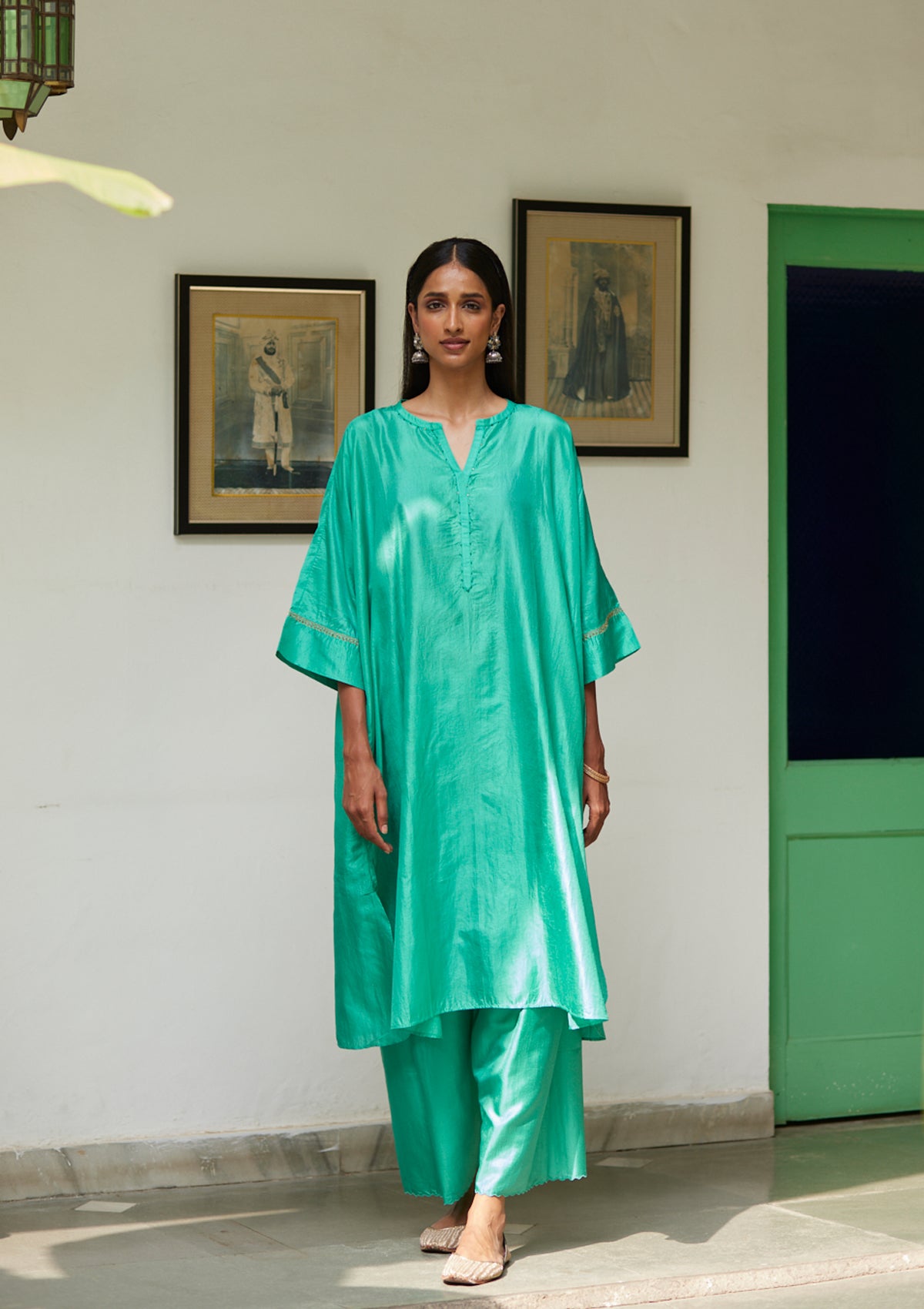 Aqua Silk Kurta Set
