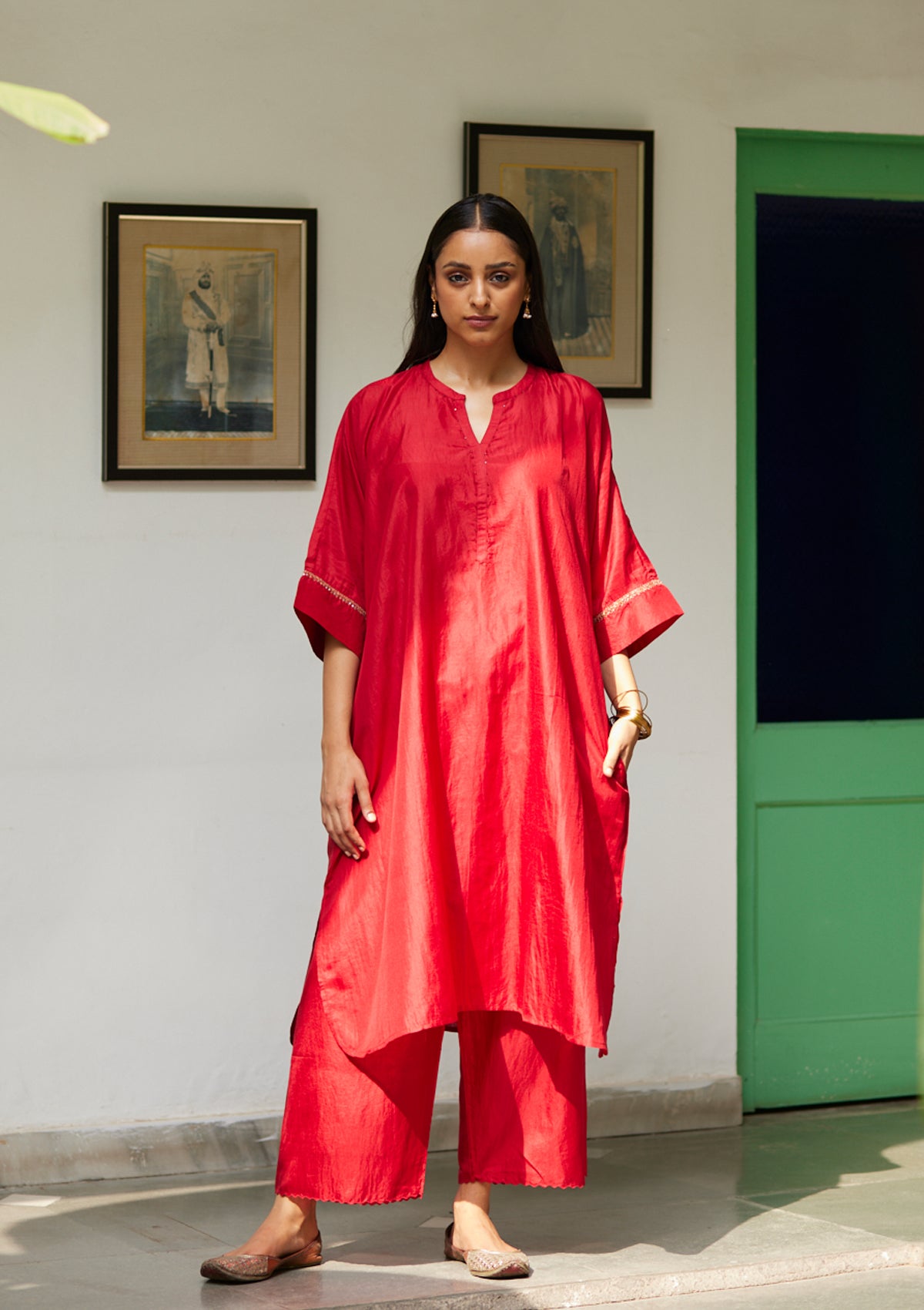 Scarlet Silk Kurta Set